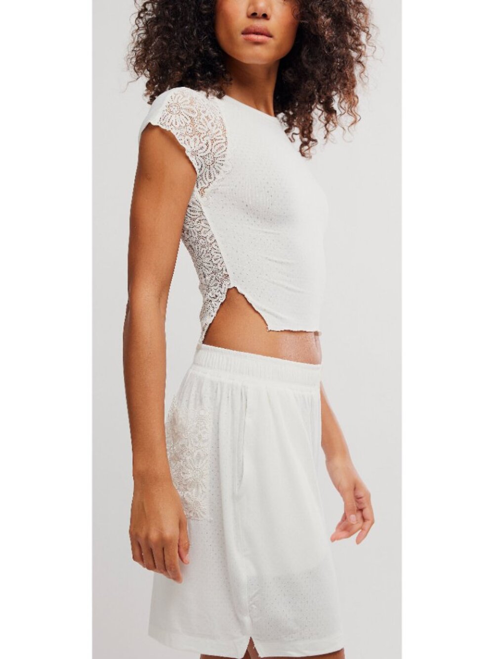 Free People Soft Side Sleep Set Cream Pajamas 2-piece - Picture 4 of 5